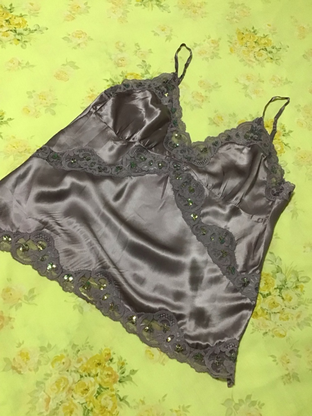 Lavender Lace-Trim Satin Camisole